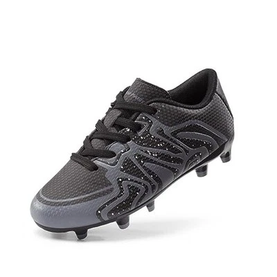  Boys Girls Soccer Cleats Youth Firm Groud 13 Little Kid Black/Dark/Grey/White - Изображение 1 из 4