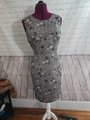 Vtg 90s Sheath Dress Liz Claiborne Sz 16 Dark Floral Midi Dress Whimsygoth Witch - Image 1 of 4