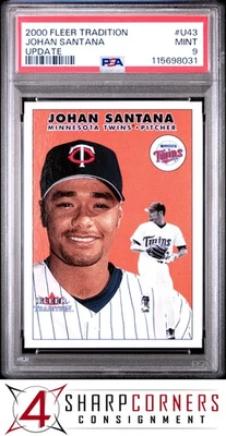 2000 FLEER TRADITION UPDATE #U43 JOHAN SANTANA RC TWINS PSA 9 - Image 1 of 2