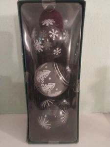 North Pole Trading Co glass Christmas ornaments (set of 3) snowflakes, etc. - Picture 1 of 2