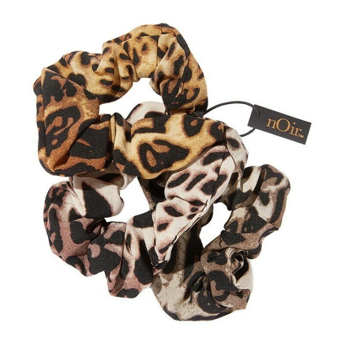 NOIR Ombre Leopard Scrunchies; NEW IN PACKAGE; 3 in set; SOFT ON HAIR! - Image 1 of 1