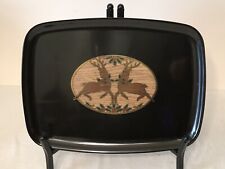 Vintage Couroc Monterey Black Rectangle Tray Inlay Deers 12.5”x9.75”