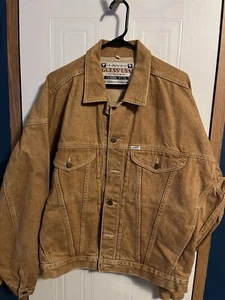 VTG 80's 90's Guess by Georges MarcianoTAN/BROW Denim Jacket Western Size XL - Picture 1 of 24
