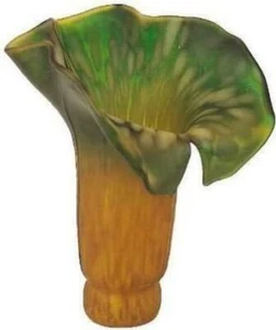 Tulip Lily Flower Glass Lamp Shade by Terra Cottage Amber & Green 1 1/8" Fitter - Picture 1 of 1