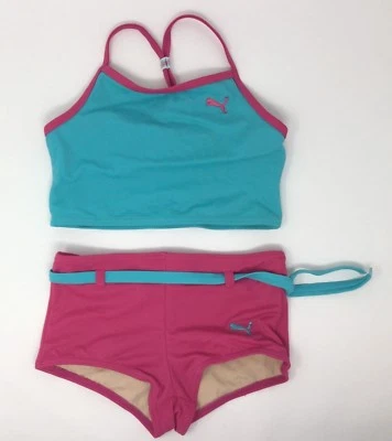 Купальный костюм для девочек Puma синий и розовый размер 6X - Изображение 1 из 4