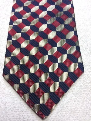 PIERRE BALMAIN MENS TIE BEIGE BURGUNDY BLACK 4 X 58 - Image 1 of 4