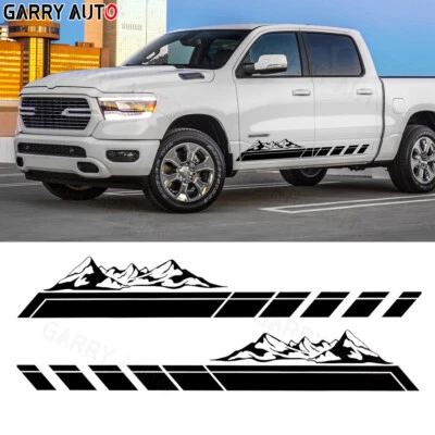 Black Stripes Mountains Graphic Car Side Skirt Sticker For Toyota Tacoma Tundra - Image 1 of 4