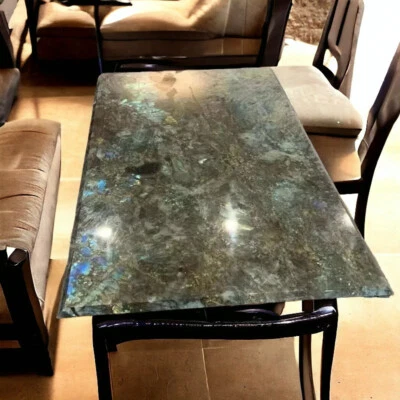 48"x30" Labradorite Dining Table Gemstone Countertop Handmade Furniture Decors - Image 1 of 4
