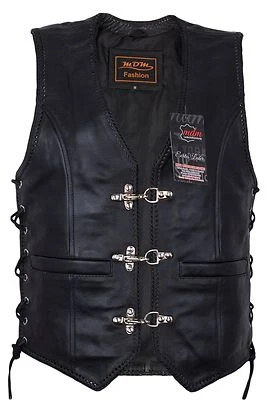 MDM Damen Lederweste Lederkutte Kutte Bikerweste Biker Rockerweste Clubweste Slim