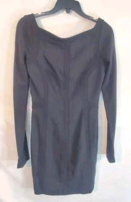 Diane Von Furstenberg Women's Size 6 Black Sheath Wool-Blend Long Sleeve Dress  - Image 1 of 4