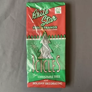 Vintage Brite Star 1000 Strand 18" Silver Icicles for Christmas Tree Tinsel 1 Pk - Picture 1 of 4