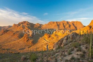 Tucson Arizona landscape photography, Arizona wall art, Mountain road at sunset - Picture 1 of 7
