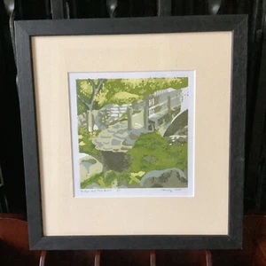 Linol Cut Druck Limited Edition " Bridge Over The Beck " gerahmt und montiert - Bild 1 von 4