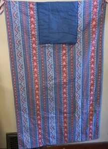 Handmade Quilt With Pillow Pocket Or Fold Up Into Itself 3.5’x5’ Denim Bandana - Picture 1 of 6