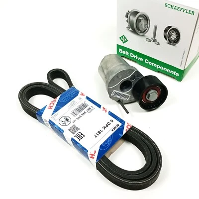 BOSCH Keilrippenriemen mit INA Spanner für BMW 1er E81 E87 3er E90 E91 X1 2.0d - Bild 1 von 3