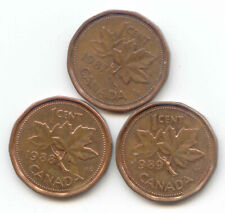 Canada 1987 1988 1989 Pennies Canadian 1 Cent 1c Penny Set EXACT COINS