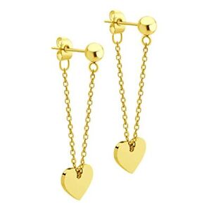 ‎555Jewelry Womens Stainless Steel Threader Dangle Earrings with Hanging Heart