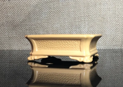 Unglaze bonsai pot, Ceramic, picture frame effect, 4 sculptural corners size3.8" - Image 1 of 4