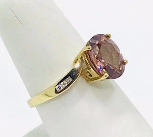 Morganite 2.50ct. & Diamanti 0.12ct. Oro Giallo 9ct. UK Anello Misura N 1/2 Eu - Foto 1 di 5