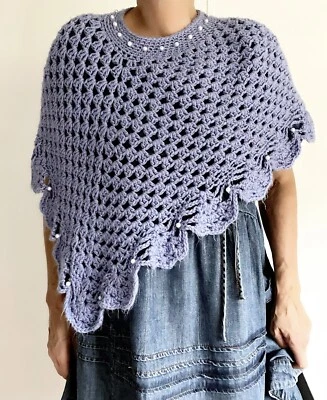 Vintage Handmade Lavender Crochet Scarf Wrap - Image 1 of 4