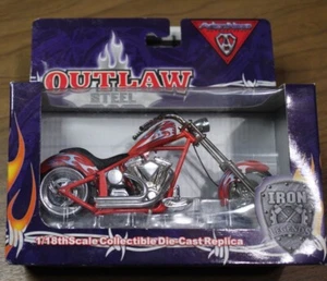 Arlen Ness Outlaw Steel, Iron Legends series. diecast motorcycle Red/silver NEW - Picture 1 of 7