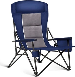 Oversize Camping Chair Heavy Duty Outdoor Folding Chair w/ Cup Hold &Side Pocket - Picture 1 of 9