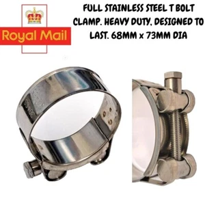 T BOLT Clamp 68mm - 73mm Full 304 Stainless Steel Type Pipe / Exhaust Clamp - Picture 1 of 9