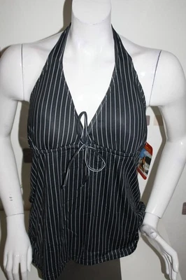 Tankini Oberteil schwarz m Nadelstreifen Gr 44 Neu "Octopus" Neckholder Polster - Bild 1 von 2
