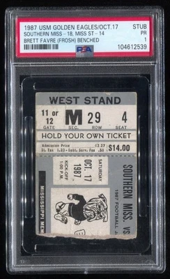 Brett Favre (Frosh) Benched - PSA Ticket 1987 Southern Mississippi Miss. State - Image 1 of 2