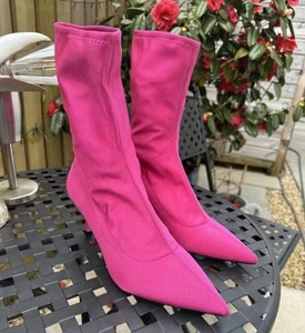 Topshop Stiletto Pointy-Toe Satin Sock Boots UK7 - Picture 1 of 5