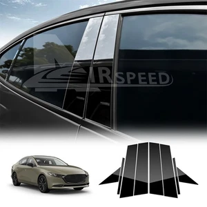 Car B-Pillar Trim Strip Sticker For Mazda 3 Axela 2019-2025 Glossy Black Pc - Picture 1 of 9