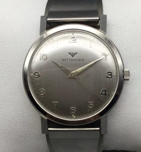 Reloj Wittnauer Vintage Cuerda Manual Para Hombre 33mm Esfera Plateada Puño Banda - Imagen 1 de 12