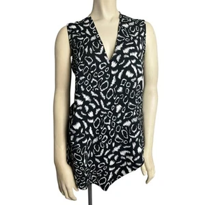 ETRO Printed Sleeveless V-Neck Blouse Black Women's Size 44 Casual Brunch Office - Picture 1 of 7