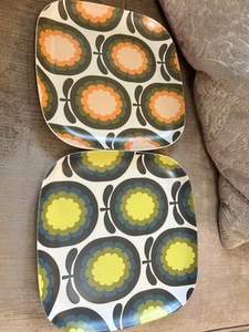 Orla Kiely Melamine Side Plates Set Of 2 Scalloped Flower Sky - Picture 1 of 6