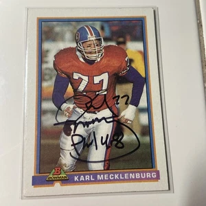 Vintage signierte Fußballkarte Karl Mecklenburg Denver Broncos - Bild 1 von 2