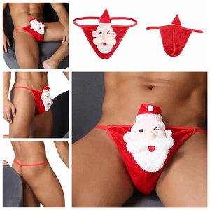 Men Christmas Underwear Thong Carnival Lingerie Special Night Briefs Santa Gay - Picture 1 of 33