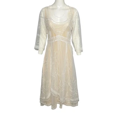 Nataya 40163 Downton Abbey слоновой кости персиковый чаепития платье тюль платье размер большой новый с Ярлыками - Изображение 1 из 4