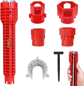 Chiave per Lavabo, 7 in 1 Chiave Strumento Di Installazione per Rubinetto Lavell - Foto 1 di 12