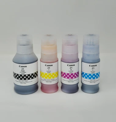Tinta Canon GI-21 pacote com 4 garrafas (CMYL) para impressoras Megatank de tinta contínua - Imagem 1 de 4