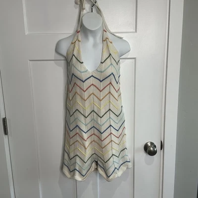 American Eagle 针织钩针吊带连身裤 S 码彩色节日 Y2K 嬉皮波西米亚 — 第 1/4 张图片