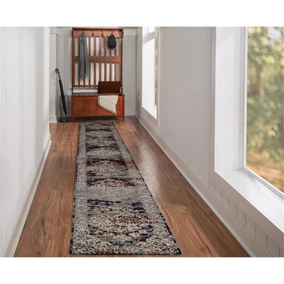 Linon Vintage Nain Power Loomed Microfiber Polyester 2'x10' Rug in Beige - Image 1 of 3