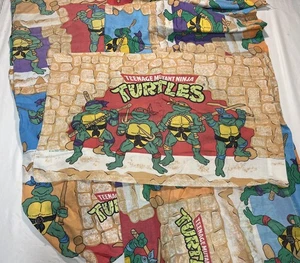 Vintage 1988 Teenage Mutant Ninja Turtles Twin Sheet TMNT Mirage Studios USA Ret - Picture 1 of 7