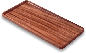 Solid Acacia Wood Serving Tray 14x7in Rectangular Wooden Platter Cheese Charcute - Picture 1 of 12
