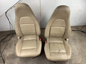 1999-2000 Mazda Miata Mx5 Oem Tan Leather Driver Passenger Seat Set NB *READ* - Picture 1 of 16