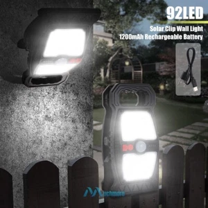 Solar Clip Lights Motion Sensor Powerful LED Wall Fence Floodlight Waterproof - Picture 1 of 13