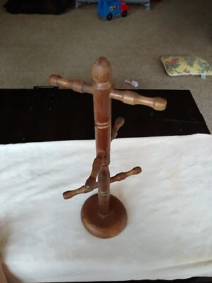 Soporte de exhibición vintage de madera para 6 tazas de café para árbol granja EE. UU.  Foto 1 de 4