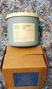 Bath & Body Works Salted Amber & Vetiver 14,5 Oz. 3-Docht-Kerze Neu Dcd - Bild 1 von 4