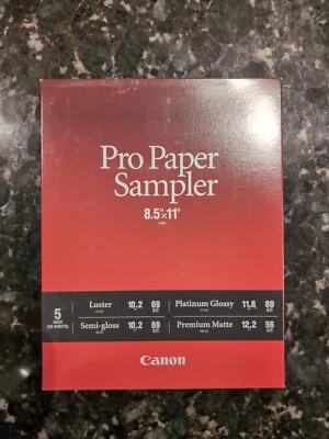 Canon Pro Paper Samples Pack, Professional Photo 5 Sheets Each, 20 Sheets - Image 1 of 4