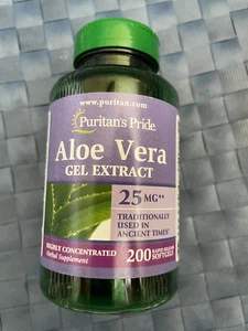 Puritan's Pride Aloe Vera Extract 25mg (5000mg equivalent) Softgels, 200 Count - Picture 1 of 1