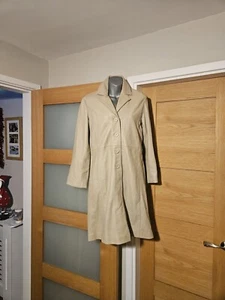 Stunning Tough Riders Cream Genuine Leather Jacket Size Uk 18 - Picture 1 of 19